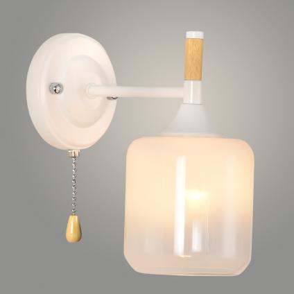Бра XA1681/1W WD+WOOD белый 1х60W E27 d195 h205, HN25